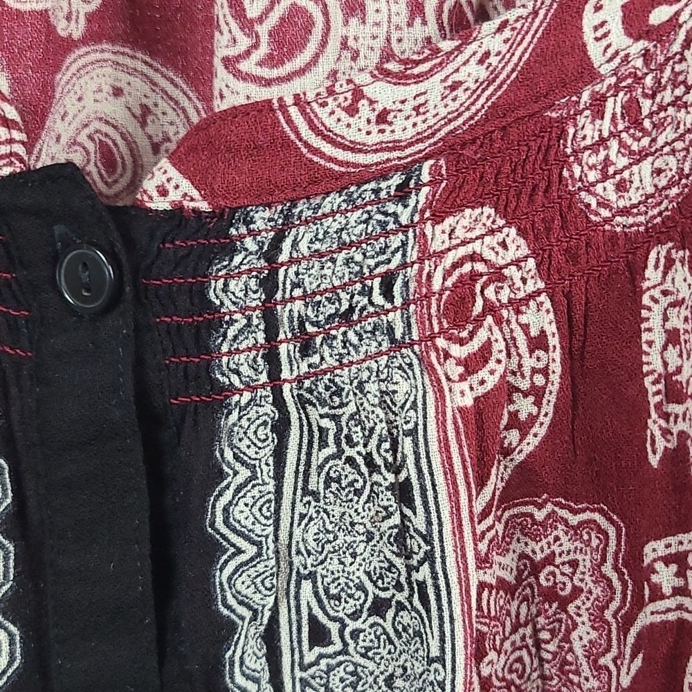Lucky Brand Coastal Cowgirl Boho Blouse XS Paisley Scarf Print Flowy It Girl Top - Picture 5 of 9